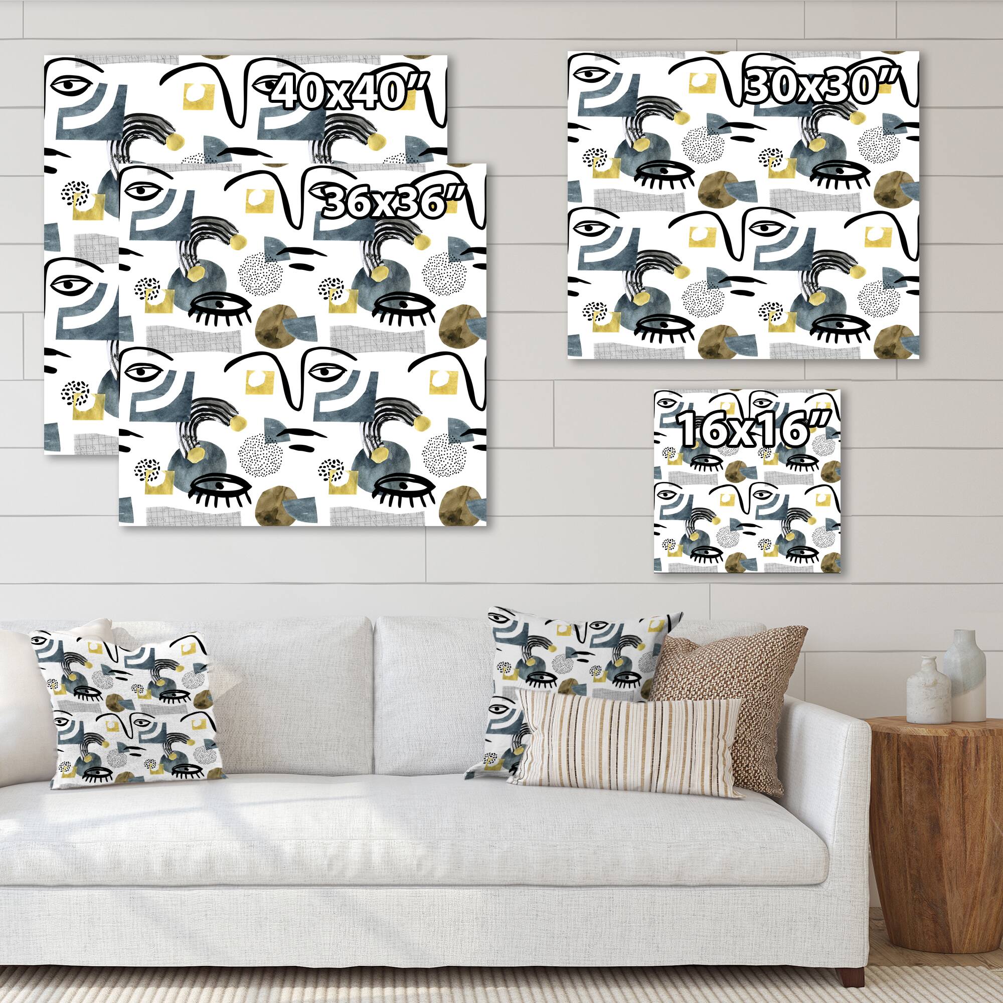 Designart - Collage of Eyes & Doodles In Contemporary Style I